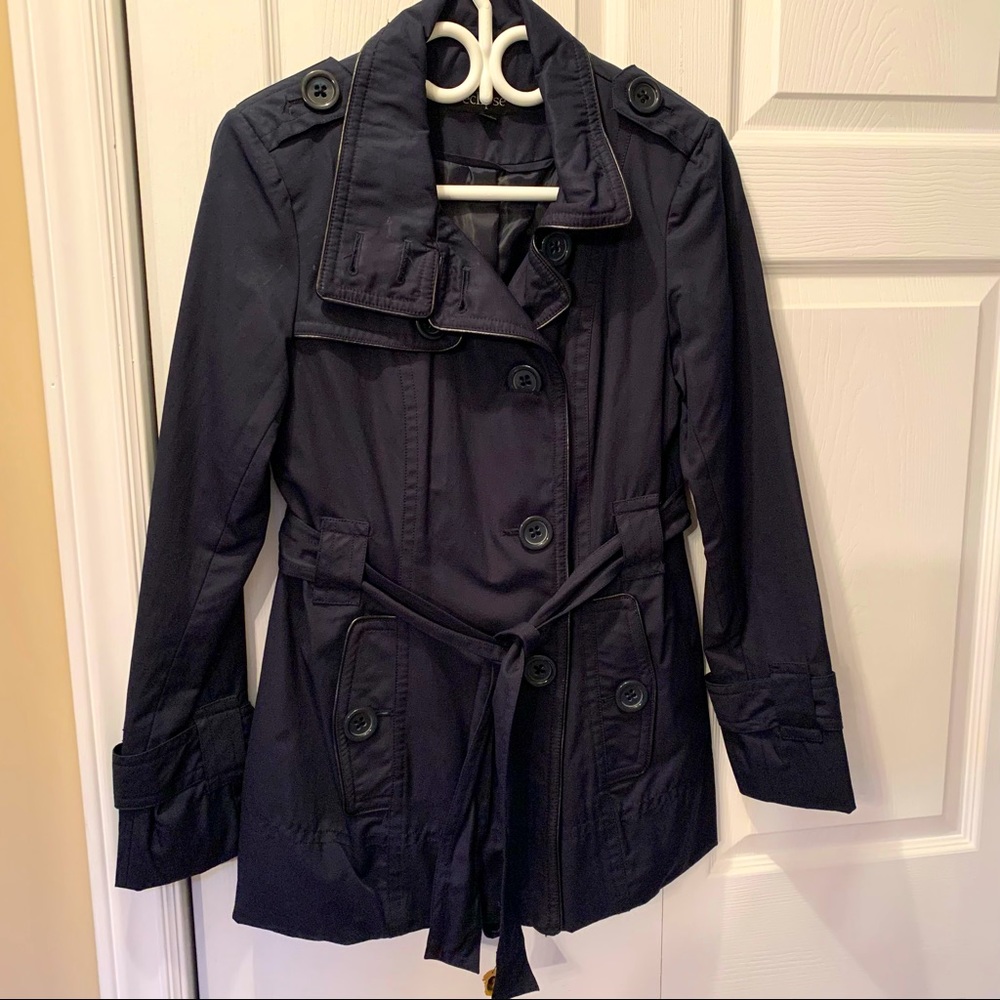 Dark Navy Belted Trench Coat